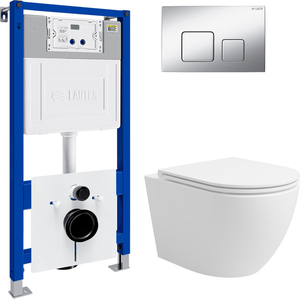 Унитаз подвесной с инсталляцией Lauter Vortex 2110830 с кнопкой 219703F - фото