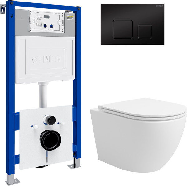 Унитаз подвесной с инсталляцией Lauter Vortex 2110830 с кнопкой 219704F - фото