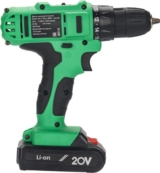 Аккумуляторная дрель-шуруповерт Zitrek Green 20-Li Plus / 083-1115