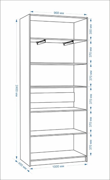 Шкаф-гармошка Евва Лайн ЛН-2D.450.01(1Z/1Z)