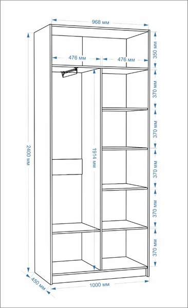 Шкаф-гармошка Евва Лайн ЛН-2D.450.02(2Z/2Z)