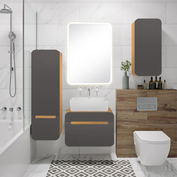 Шкаф-полупенал для ванной Runo Ницца 35 правый