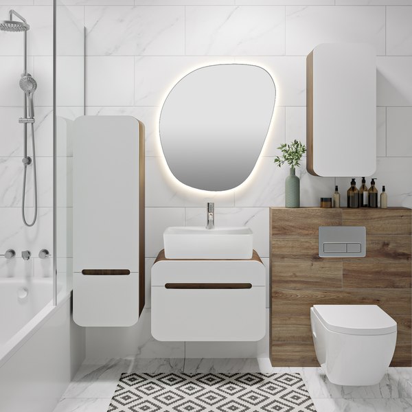 Шкаф-полупенал для ванной Runo Ницца 35 правый