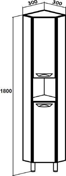 Шкаф-пенал для ванной Runo 30 угловой