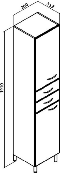 Шкаф-пенал для ванной Runo 30 левый