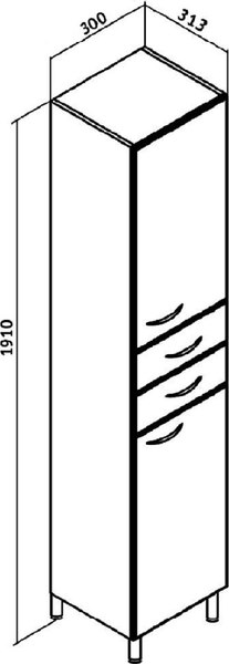 Шкаф-пенал для ванной Runo 30 правый