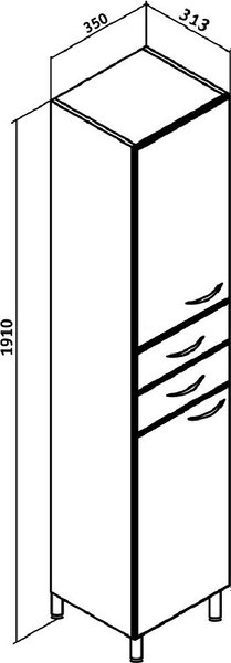Шкаф-пенал для ванной Runo 35 левый