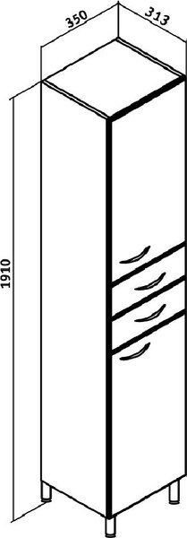 Шкаф-пенал для ванной Runo 35 правый