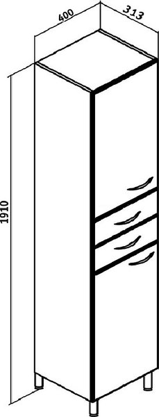 Шкаф-пенал для ванной Runo 40 левый