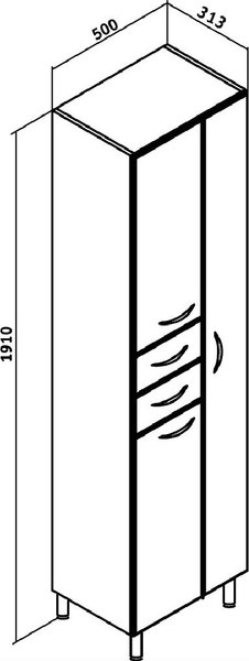 Шкаф-пенал для ванной Runo 50 правый