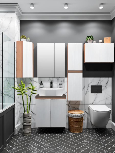 Тумба под умывальник Runo Соренто 50 вертикаль