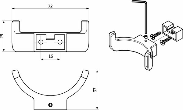 Крючок для одежды AKS Bar