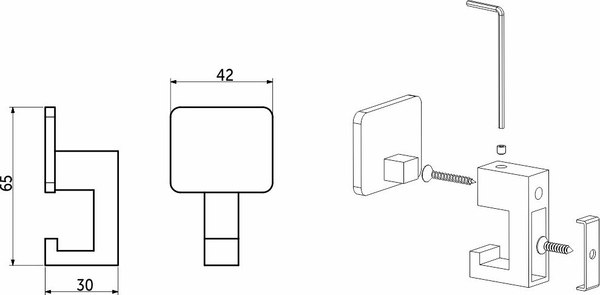 Крючок для одежды AKS Quadra
