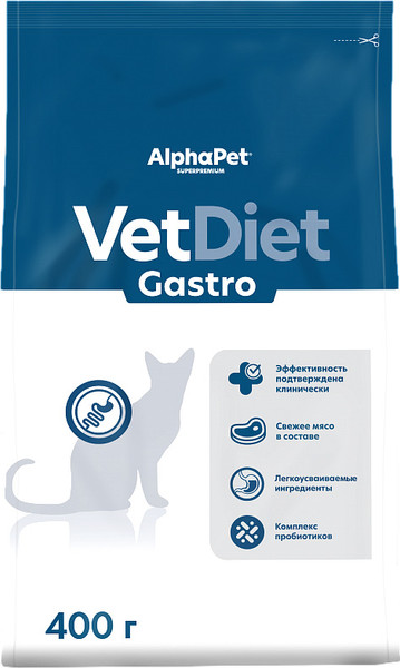 Сухой ветеринарный корм для кошек AlphaPet Vet Diet Gastro / 191327 - фото