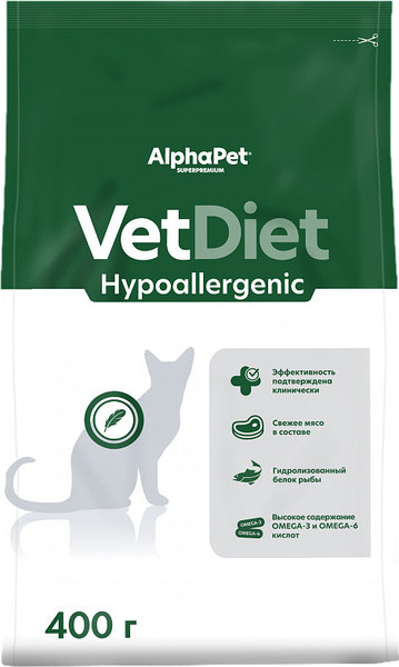 Сухой ветеринарный корм для кошек AlphaPet Vet Diet Hypoallergenic / 191329 - фото
