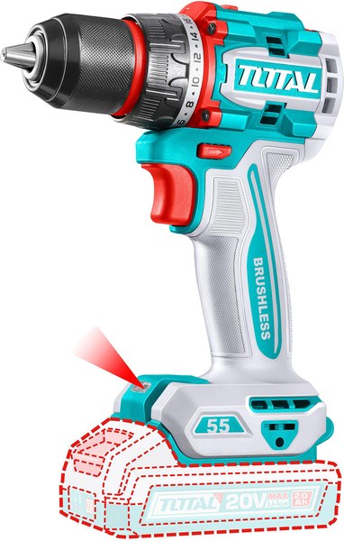 Аккумуляторная дрель-шуруповерт TOTAL TDLI205581 - фото