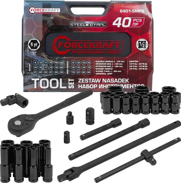 Универсальный набор инструментов ForceKraft FK-6401-5MPB - фото