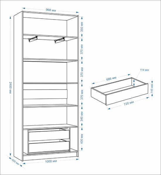 Шкаф-гармошка Евва Лайн ЛН-2D.450.03(2Z/2Z)