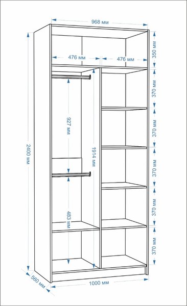 Шкаф-гармошка Евва ЛайнЛН-2D.560.02(1Z/1Z)
