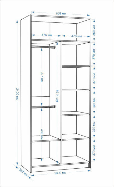 Шкаф-гармошка Евва Лайн ЛН-2D.560.02(2Z/2Z)