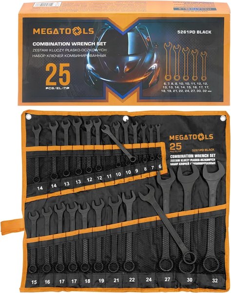 Набор ключей Megatools MT-5261PD Black - фото