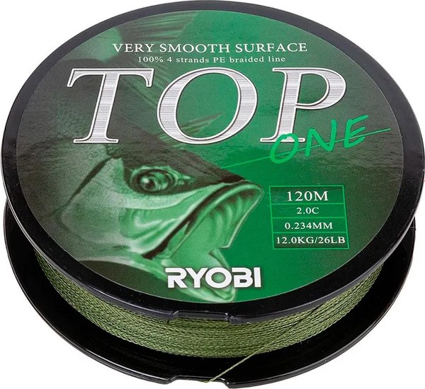 Леска плетеная Ryobi TOP PE4X-120M 2.0/d-0.234мм