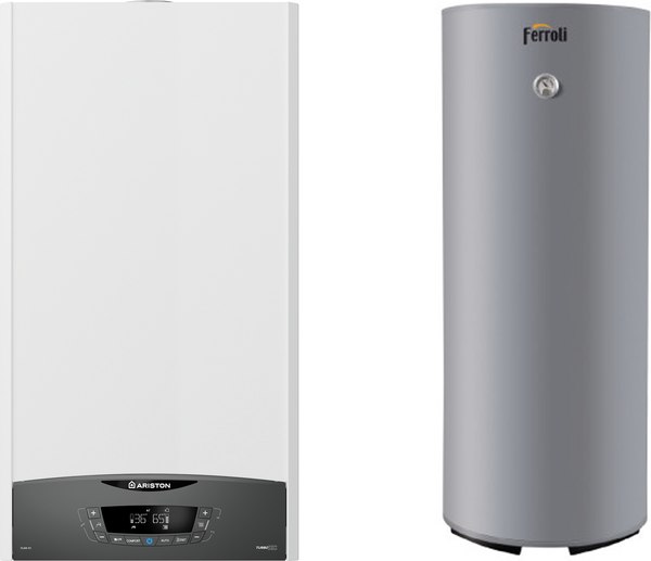 Комплект газового котла с бойлером Ariston Clas XC System 28 FF NG (3301680) + Ferroli Ecounit N 200-1C - фото