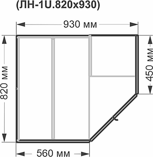 Шкаф-гармошка Евва Лайн ЛН-1U.820х930(0Z) Угловой