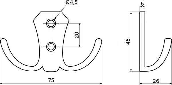 Крючок для одежды AKS WP89 Gridli
