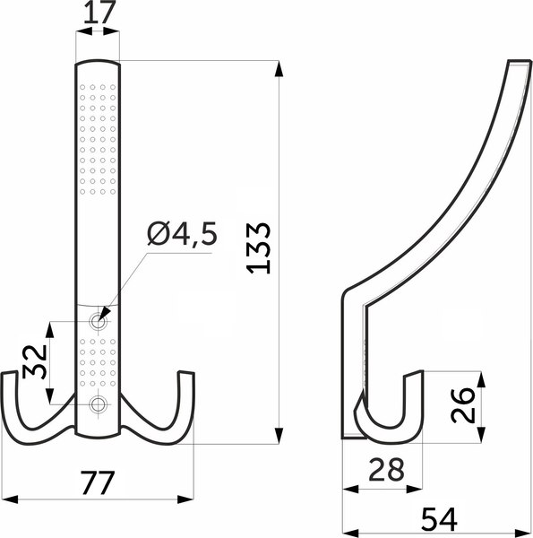 Крючок для одежды AKS WP11 Gridli