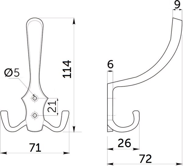 Крючок для одежды AKS WP59 Gridli