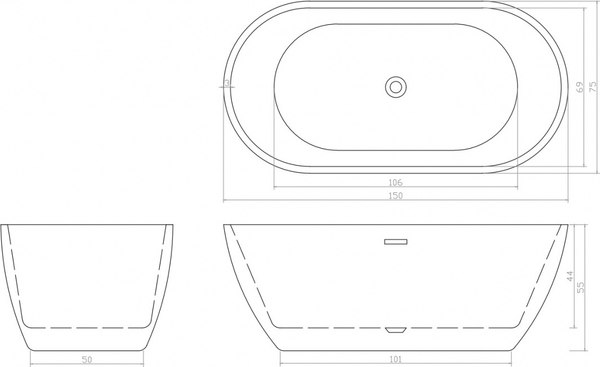 Ванна акриловая Cerutti Spa d'Iseo 150x75