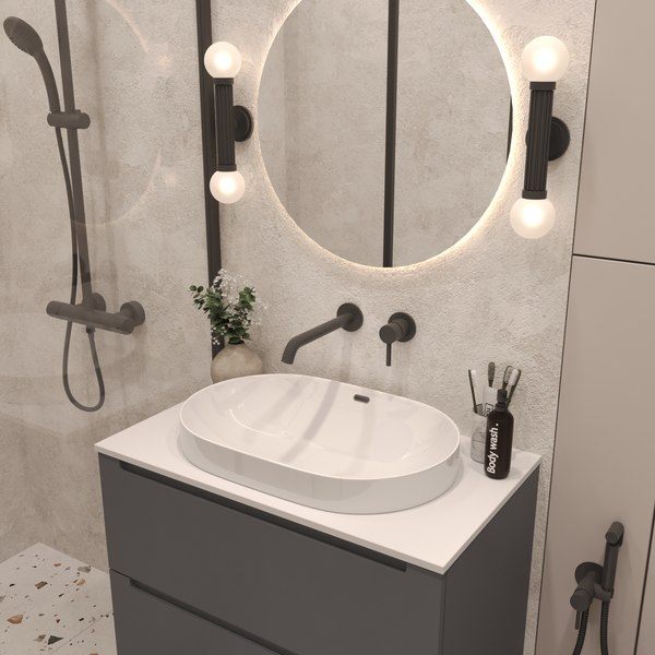 Тумба с умывальником ЗОВ Дион 100 / D100LAFM7015MKV5-LDSPW6002