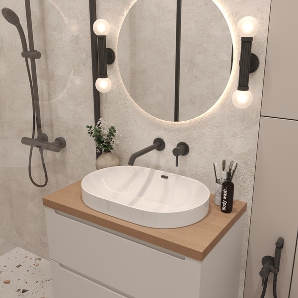 Тумба с умывальником ЗОВ Дион 70 / D70LWP0M9003MKV5-HPL38T6002