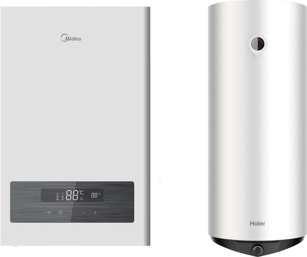 Комплект электрического котла с бойлером Midea MEB 5-12 Volta + Haier ES50V-C2 - фото