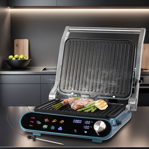 Электрогриль Endever Grillmaster-255 (серебристый/синий)