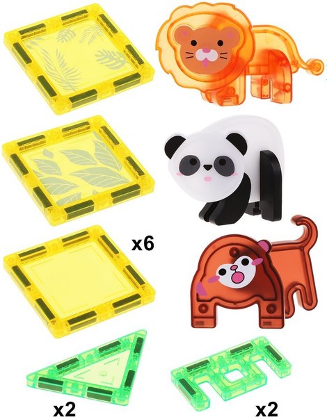 Конструктор магнитный On Time Дикие животные / 45189