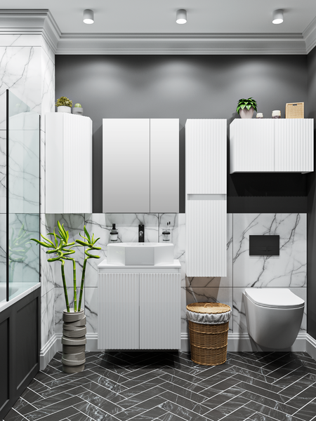 Шкаф-полупенал для ванной Runo Соренто 40 / Тренто 40 вертикаль