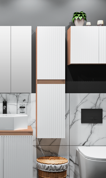 Шкаф-полупенал для ванной Runo Соренто 40 / Тренто 40 вертикаль - фото