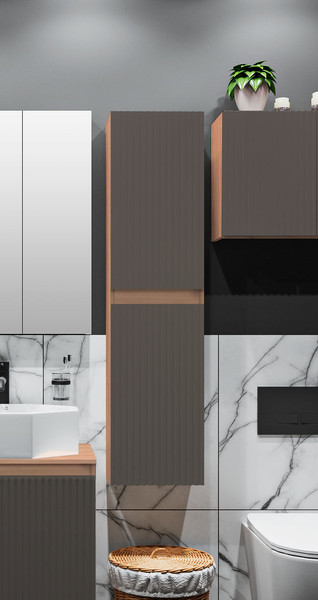 Шкаф-полупенал для ванной Runo Соренто 40 / Тренто 40 вертикаль - фото