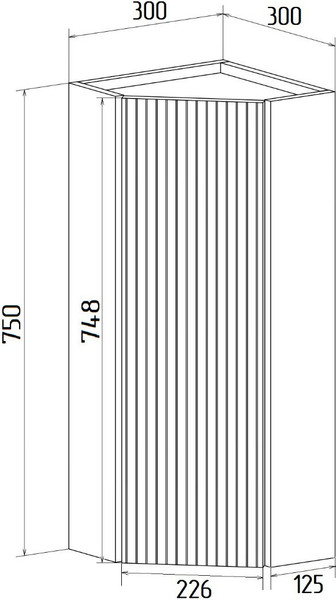 Шкаф для ванной Runo Соренто 30 угловой вертикаль