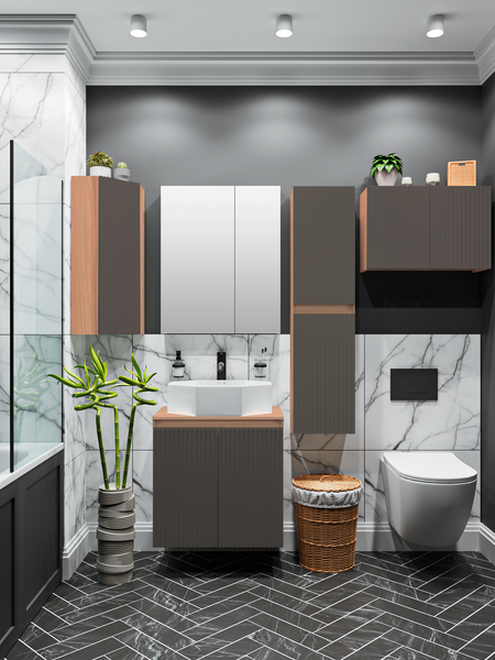 Шкаф для ванной Runo Соренто 30 / Тренто 30 угловой вертикаль