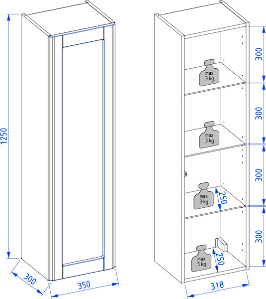 Шкаф-полупенал для ванной Lauter Estel 35