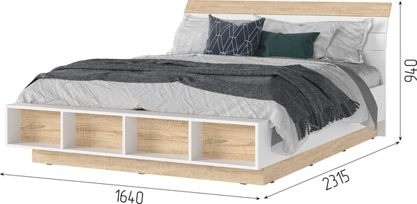 Двуспальная кровать Стендмебель Санса КР-02 160x200