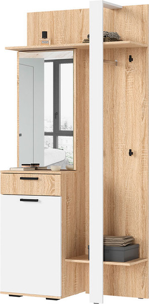 Секция в прихожую Стендмебель Санса ПР-01 (белый/дуб сонома) - фото