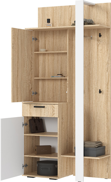 Секция в прихожую Стендмебель Санса ПР-01 (белый/дуб сонома)