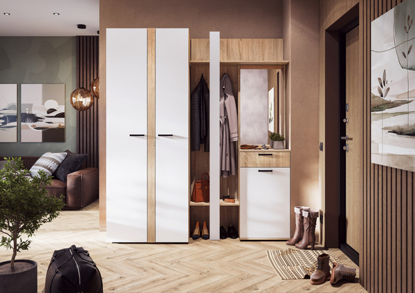 Секция в прихожую Стендмебель Санса ПР-01 (белый/дуб сонома)