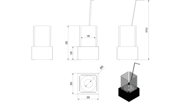 Биокамин Kratki Tango1 Czarny