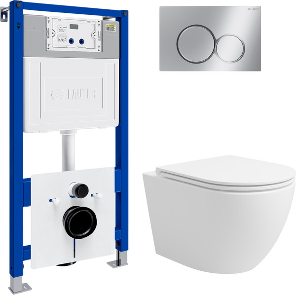 Унитаз подвесной с инсталляцией Lauter Vortex 2110830 с кнопкой 219701E - фото