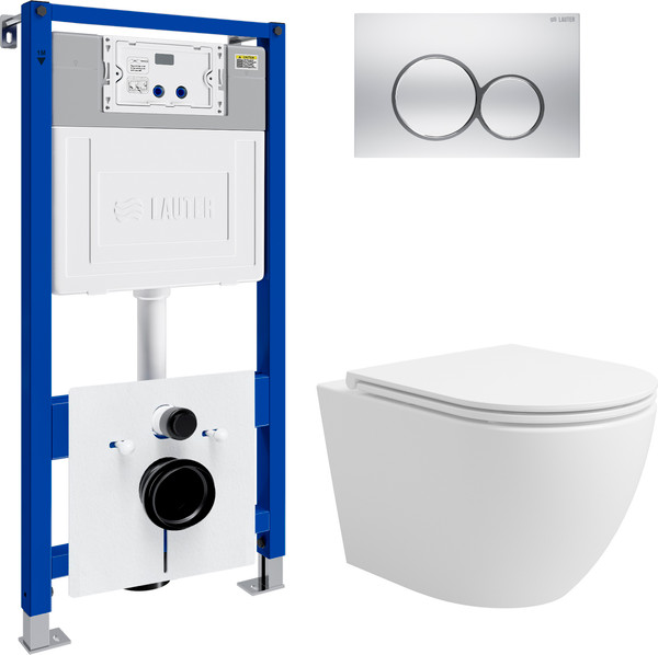 Унитаз подвесной с инсталляцией Lauter Vortex 2110830 с кнопкой 219703E - фото